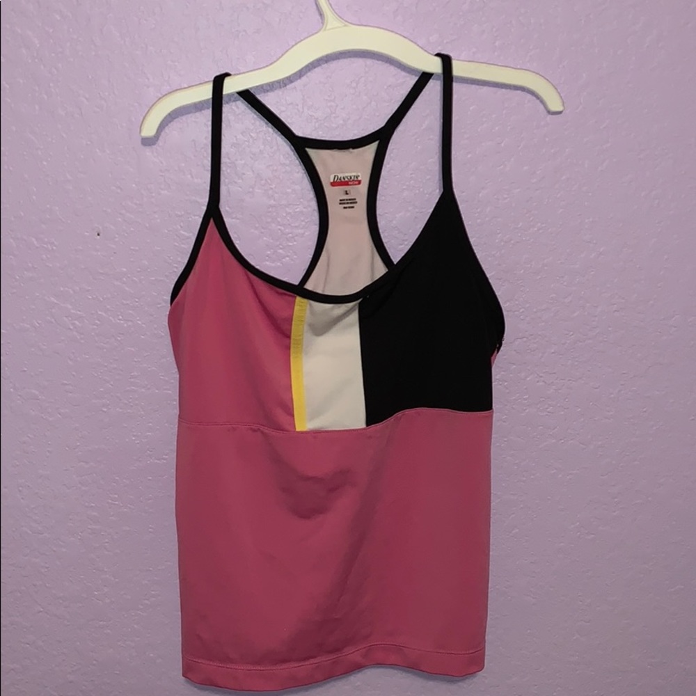 Pink and black tank top
